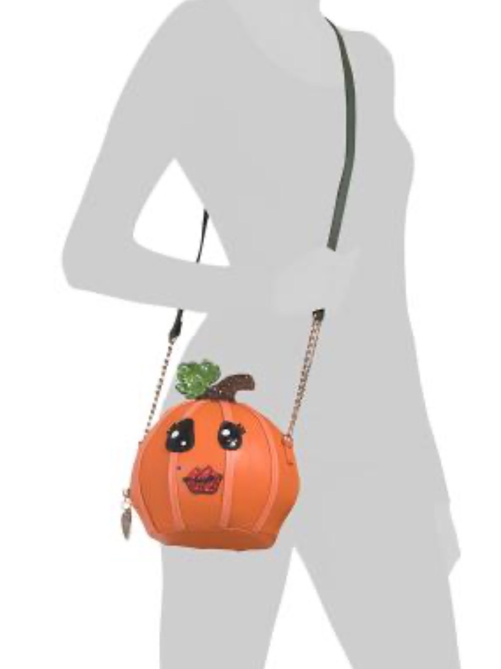 NEW Betsey Johnson Kitsch NO GUTS NO GLORY Pumpkin Crossbody In Orange - Picture 16 of 16